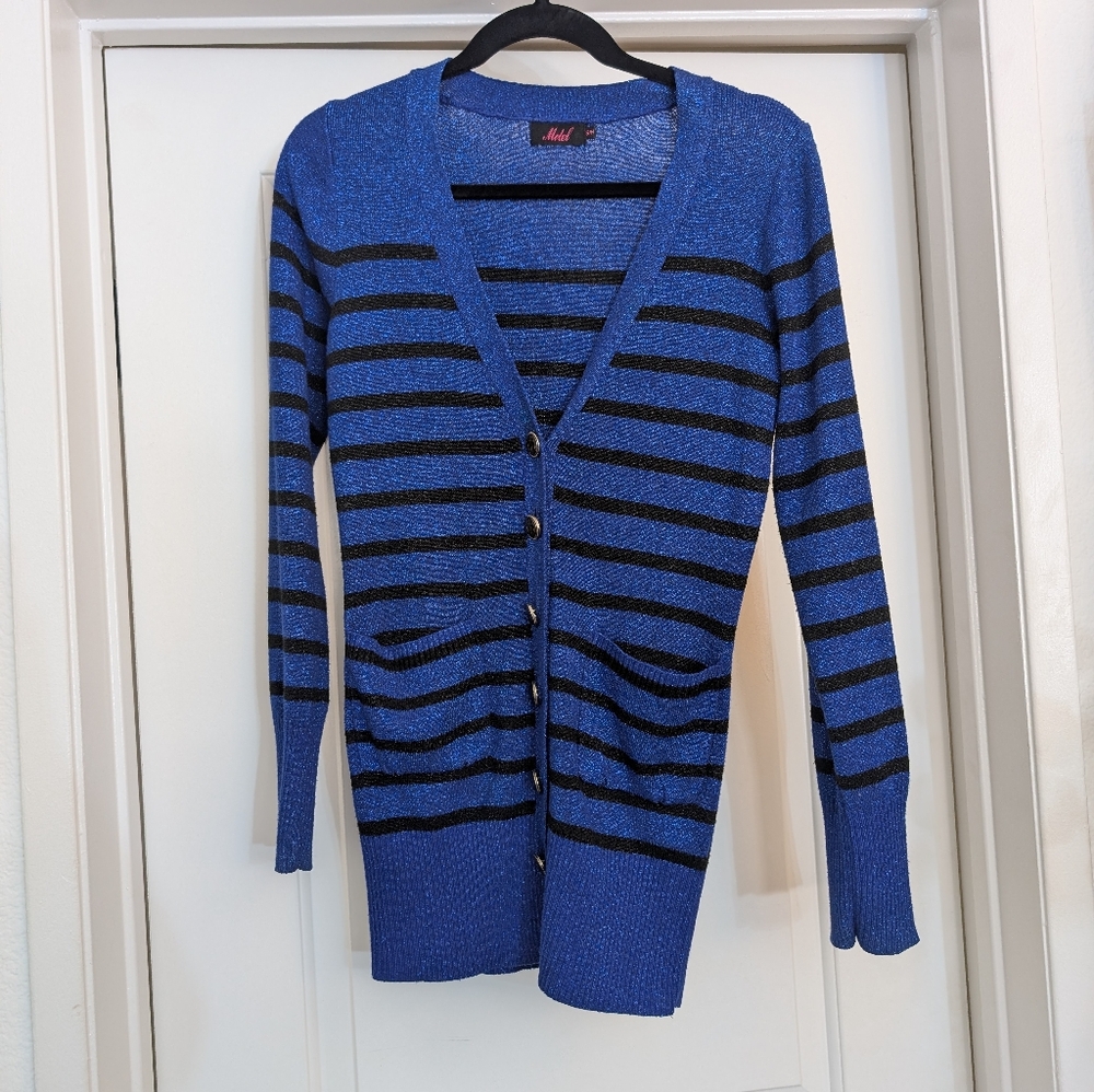 Motel Rocks Glitter Blue Nautical Cardigan S/M